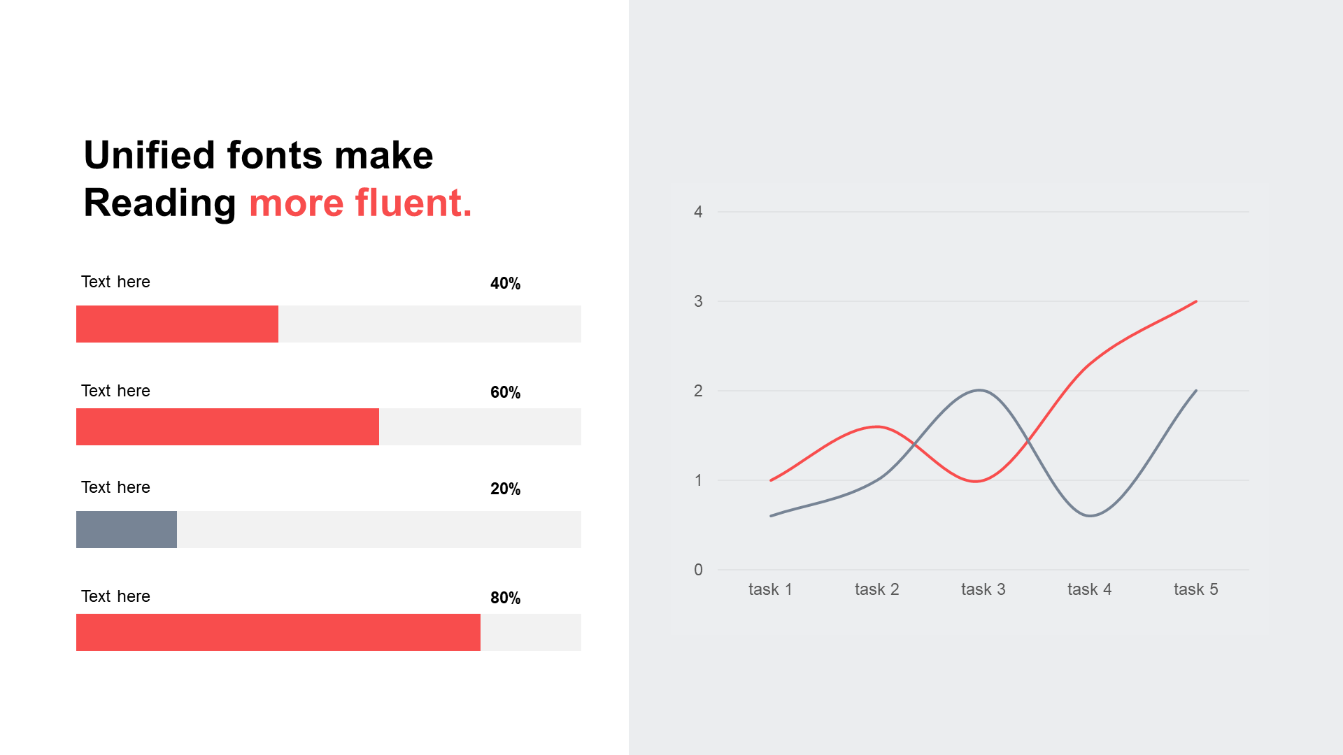 Monochrome flat PPT bar chart, line chart