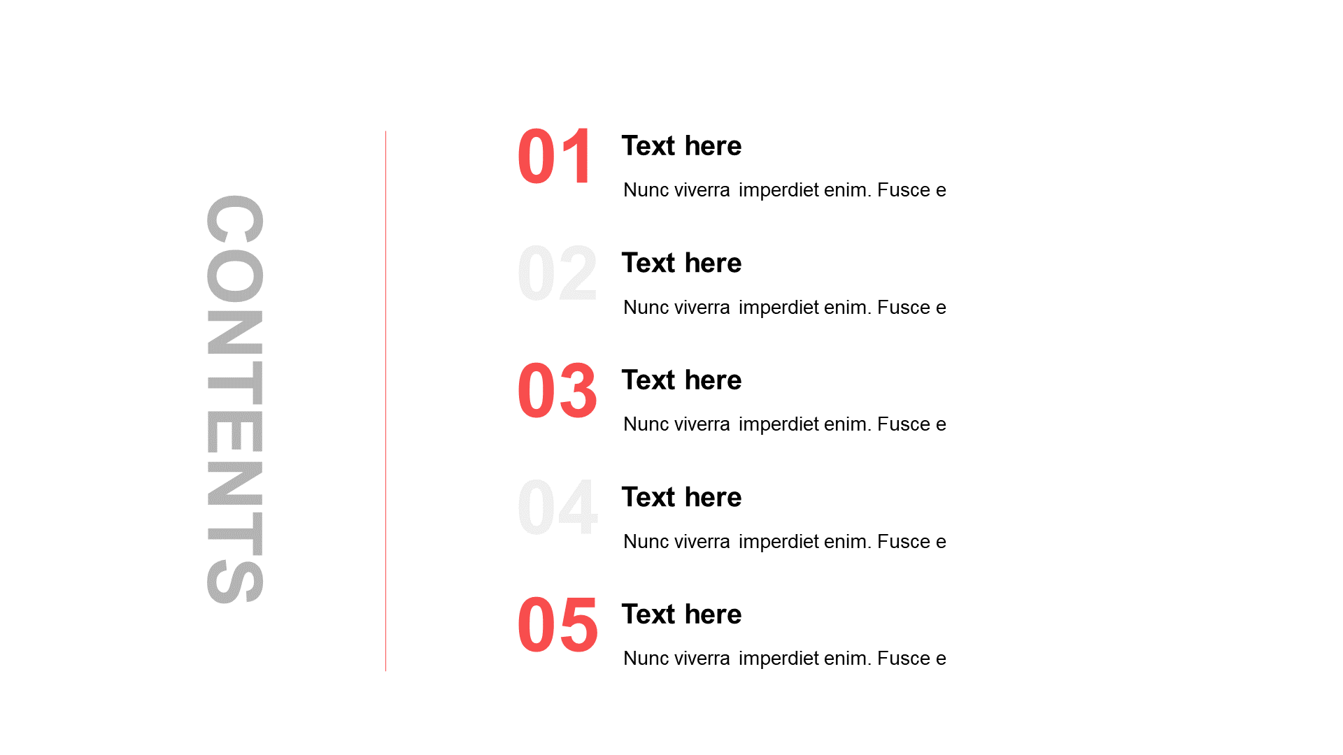 Flat PPT table of Contents