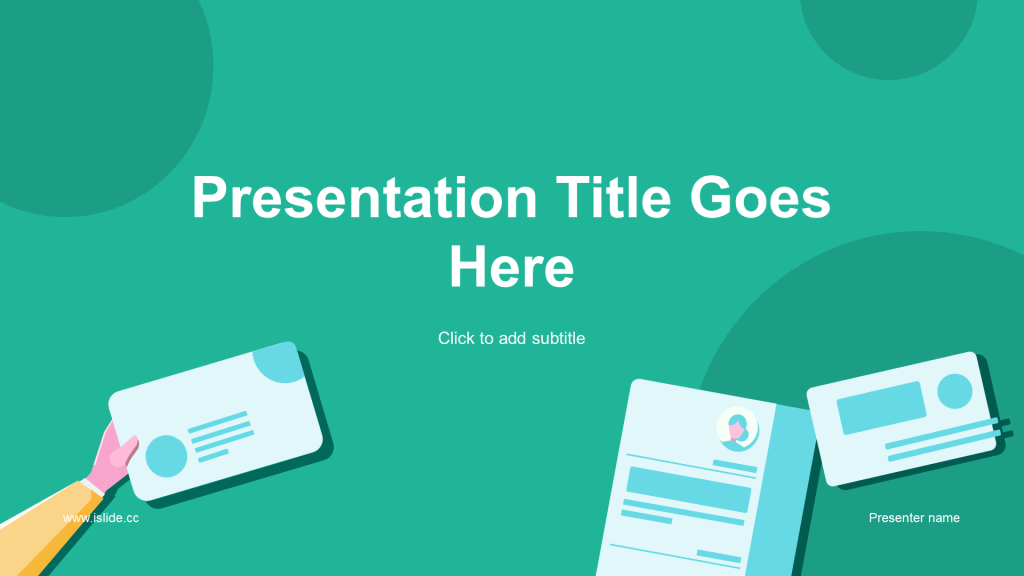 绿色插画创意简约几何工作总结PPT主题