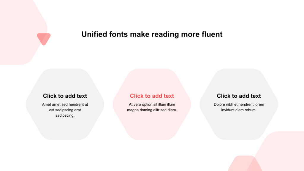 红色六边形扁平3项PPT矩阵