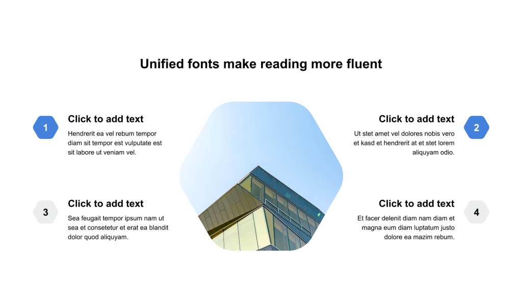 红色六边形扁平4项PPT列表