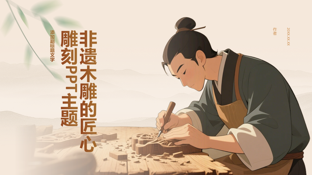 非遗木雕的匠心雕刻PPT主题