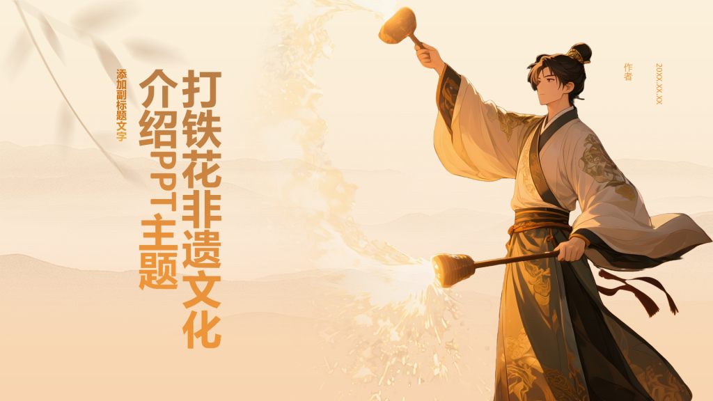 打铁花非遗文化介绍PPT主题