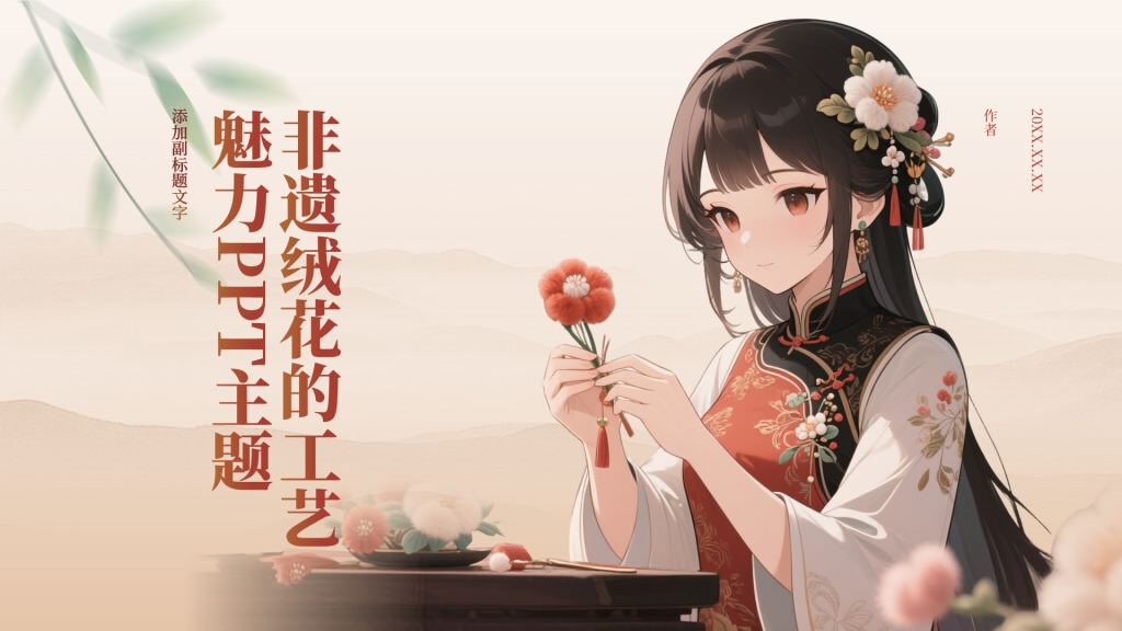 非遗绒花的工艺魅力PPT主题