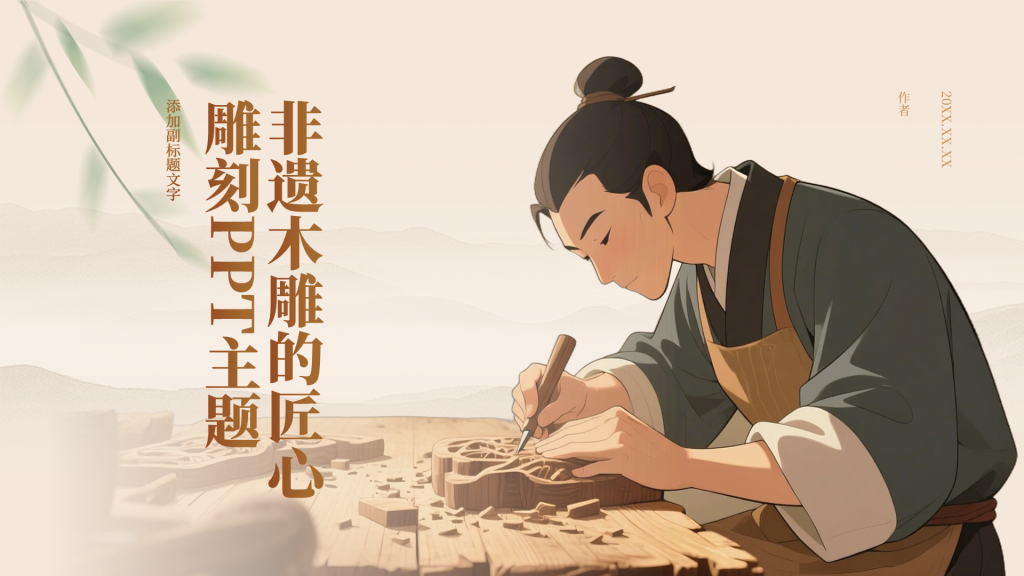 非遗木雕的匠心雕刻PPT主题