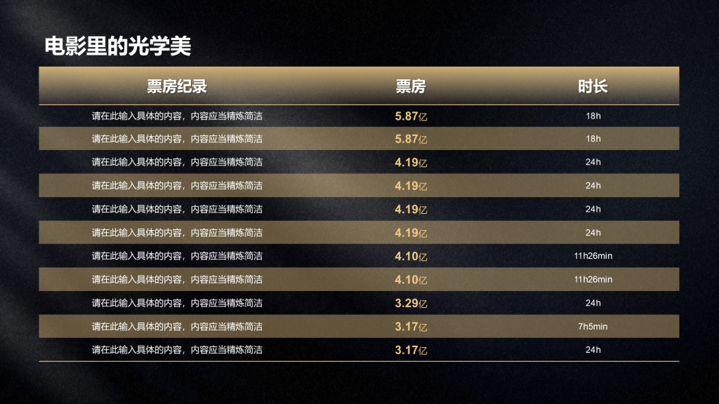 创意风电影PPT表格