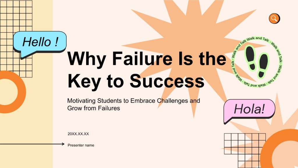橙色简约风英语演讲 Why Failure Is the Key to SuccessPPT模板