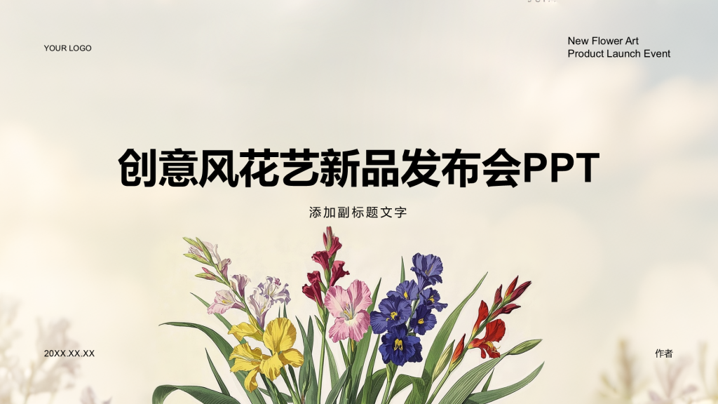 创意风花艺新品发布会PPT