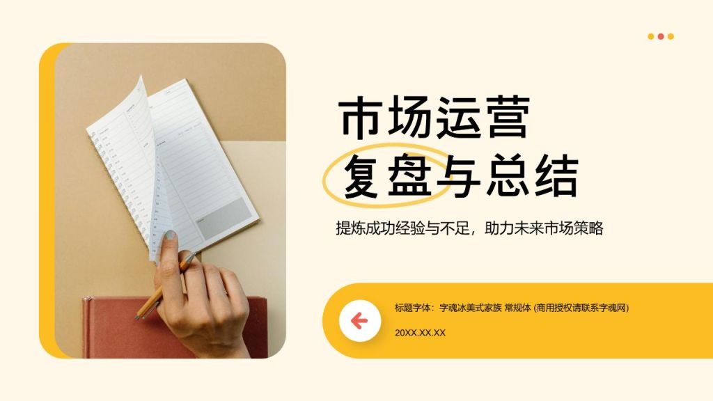 黄色扁平风市场运营复盘与总结PPT模板