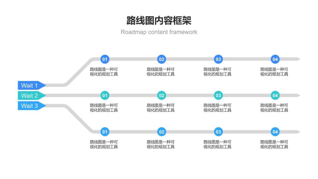 蓝色简约风路线图 RoadMapPPT模板