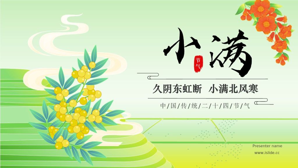 绿色国潮风二十四节气——小满 PPT模板
