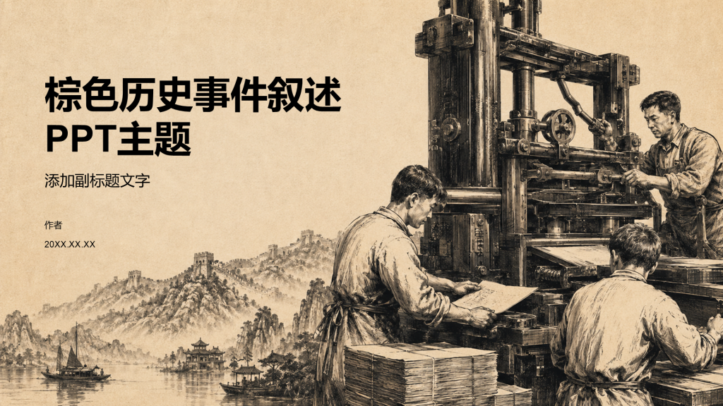 棕色历史事件叙述PPT主题