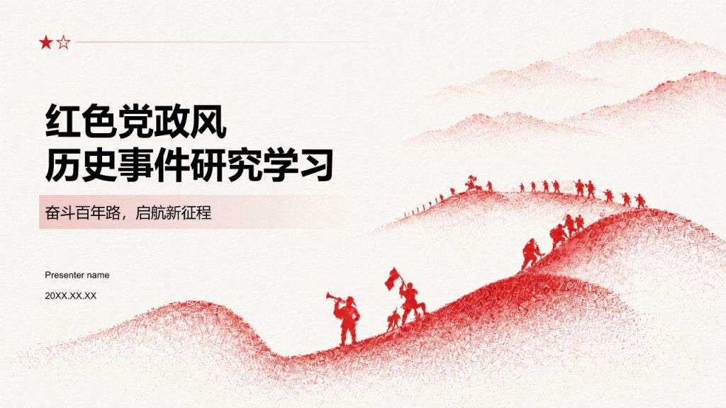 红色党政风历史事件研究学习PPT模板
