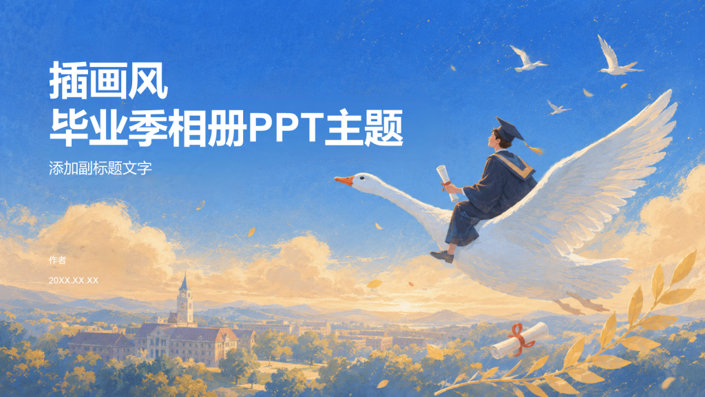 插画风毕业季相册PPT主题