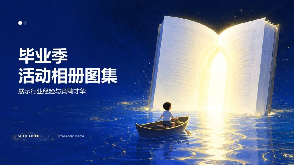 蓝色插画风毕业季活动相册图集PPT模板