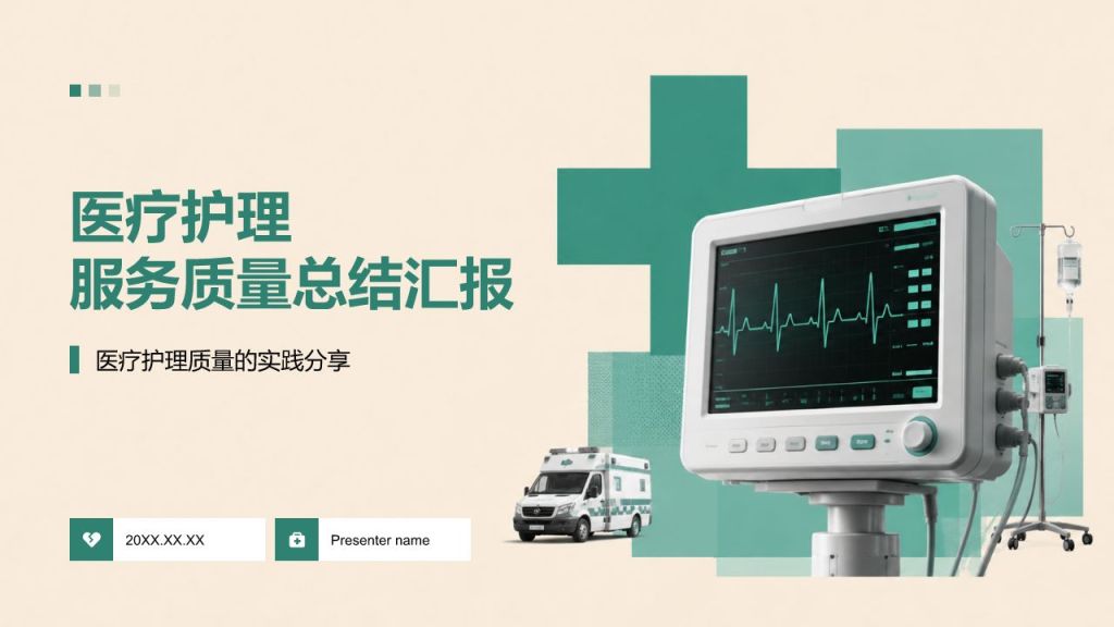 蓝色简约风医疗服务质量总结汇报PPT模板