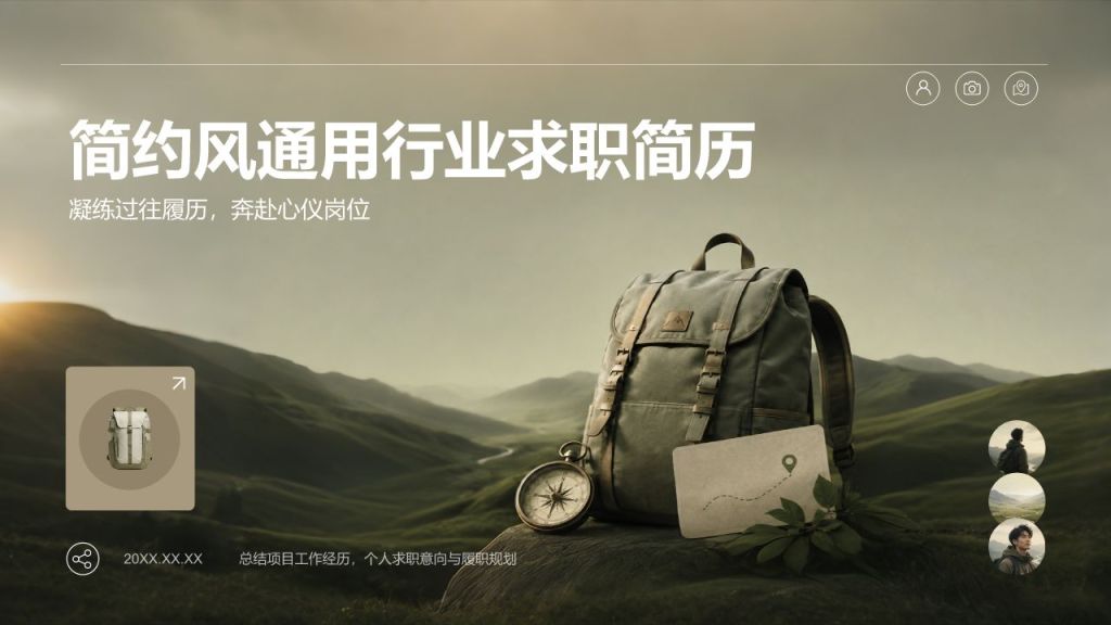 绿色简约风通用行业求职简历PPT模板