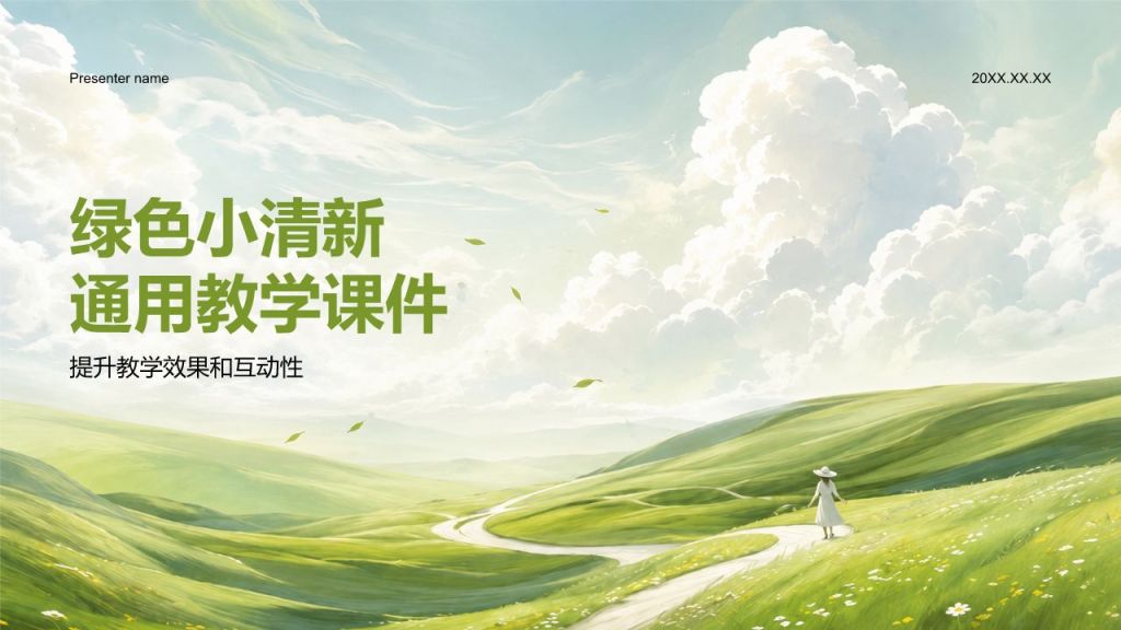 绿色小清新通用教学课件PPT模板