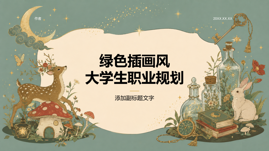 绿色插画风大学生职业规划