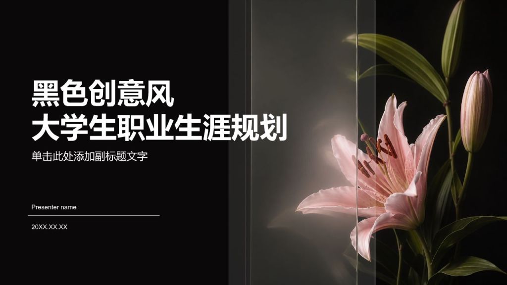 黑色创意风大学生职业生涯规划PPT模板