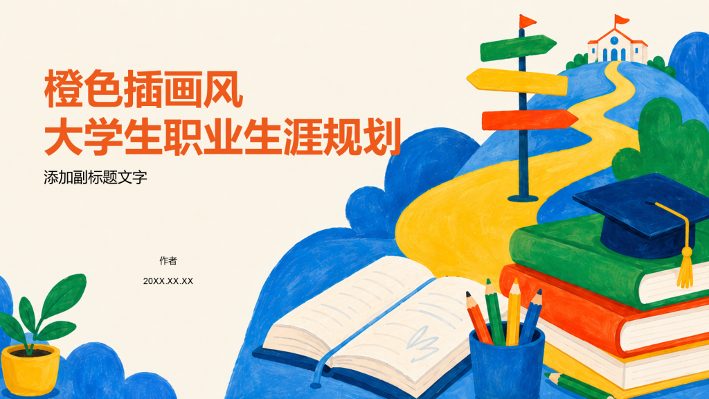 橙色插画风大学生职业生涯规划