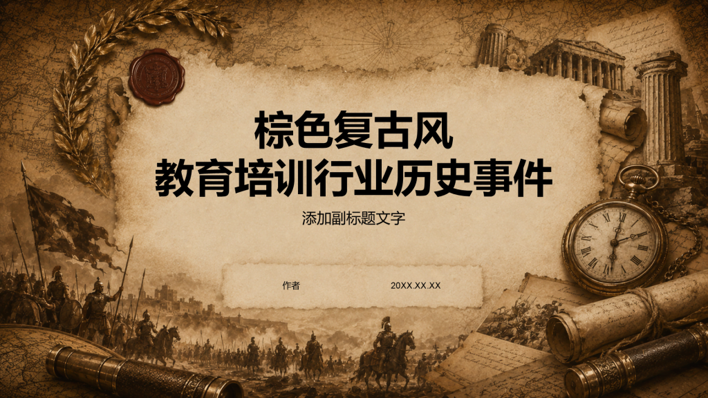 棕色复古风教育培训行业历史事件