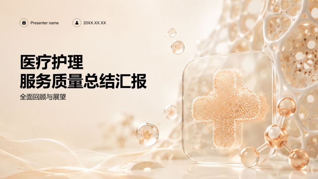 橙色3D风医疗护理服务质量总结汇报PPT模板
