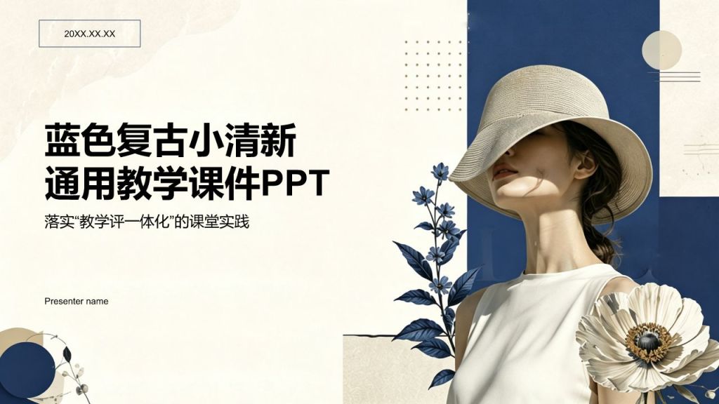 蓝色小清新通用教学课件PPT模板