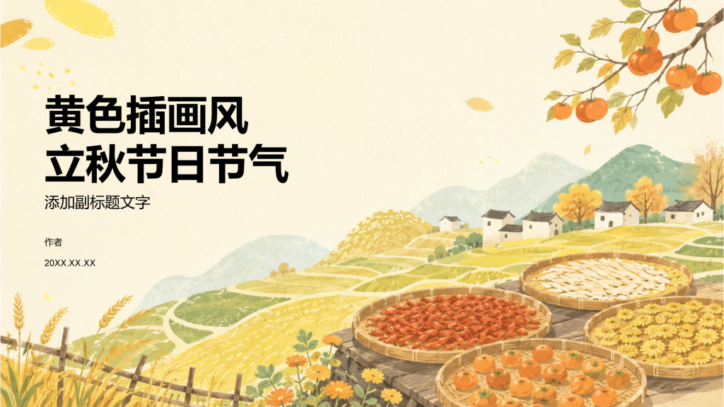 黄色插画风立秋节日节气