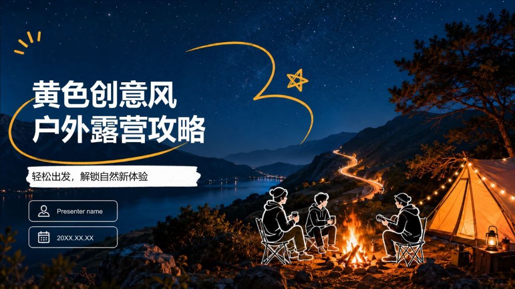 黄色创意风旅游攻略PPT模板