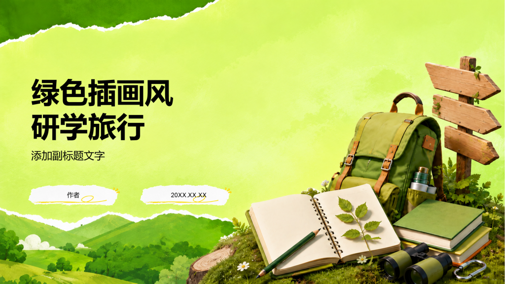 绿色插画风研学旅行