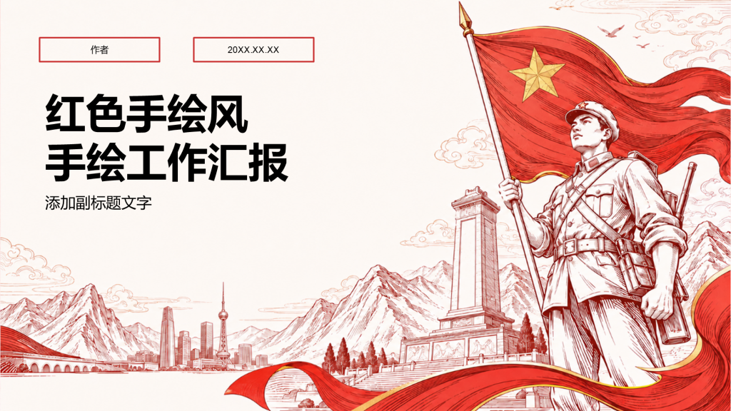 红色手绘风手绘工作汇报