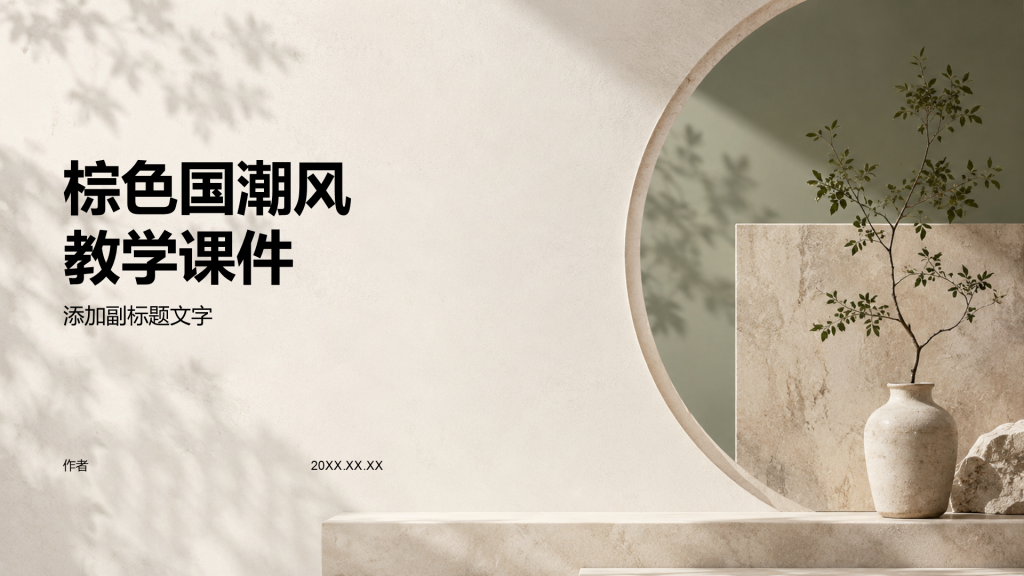 棕色国潮风教学课件