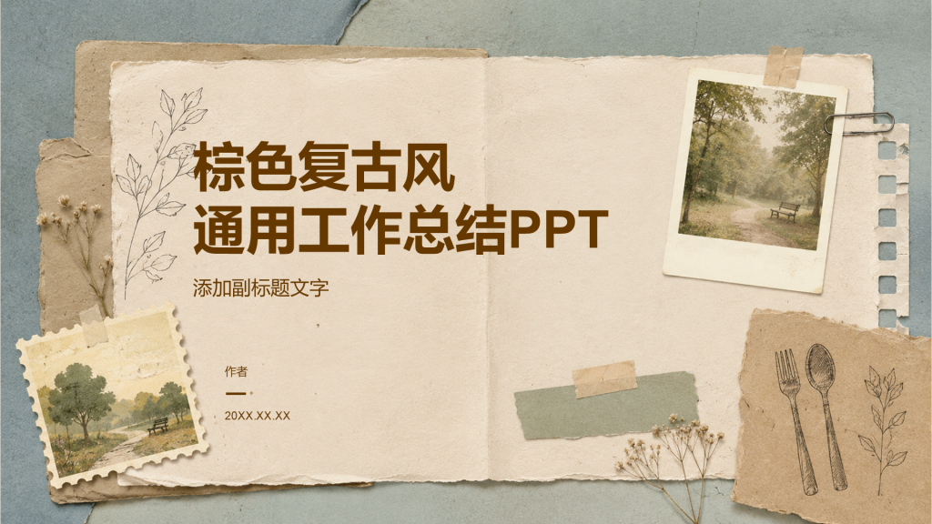 棕色复古风通用工作总结PPT