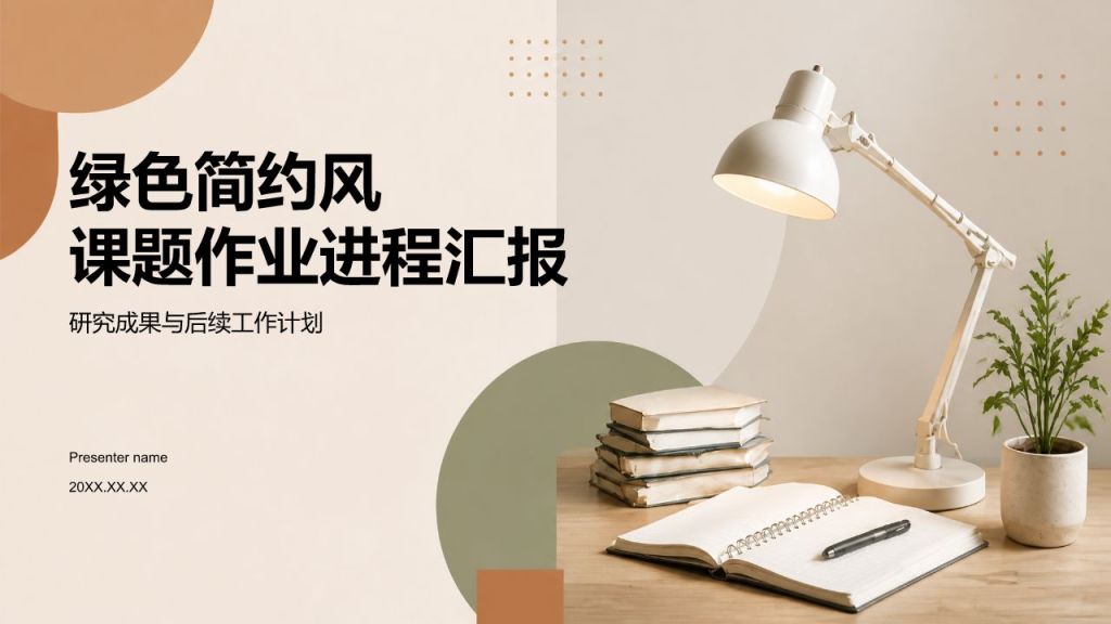 绿色简约风课题作业进程汇报PPT模板