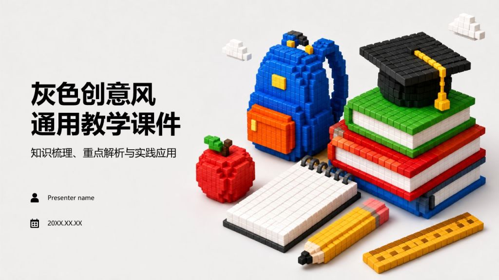 灰色创意风通用教学课件PPT模板