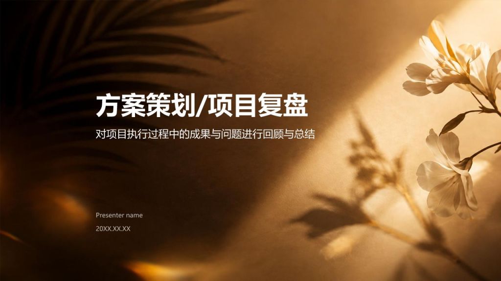 棕色黑金风方案策划项目复盘PPT模板