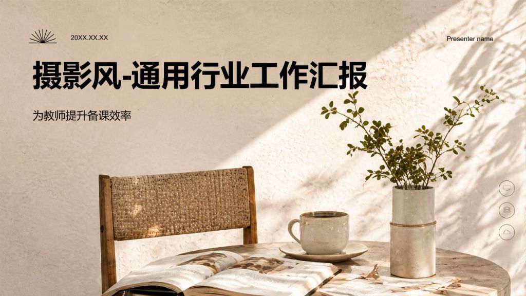 黄色摄影风工作汇报PPT模板