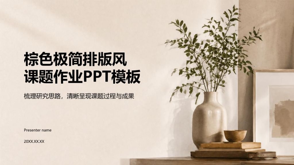棕色简约风课题作业PPT模板
